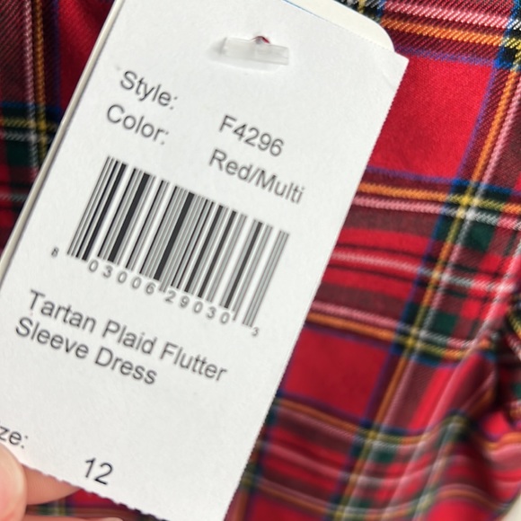 NWT Florence Eiseman Red Tartan Plaid Flutter Sleeve Dress - sold out online - Picture 2 of 7